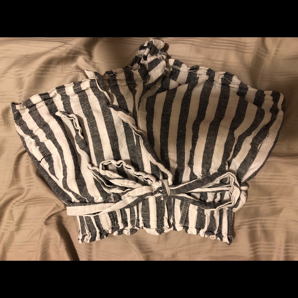 Striped paper bag shorts